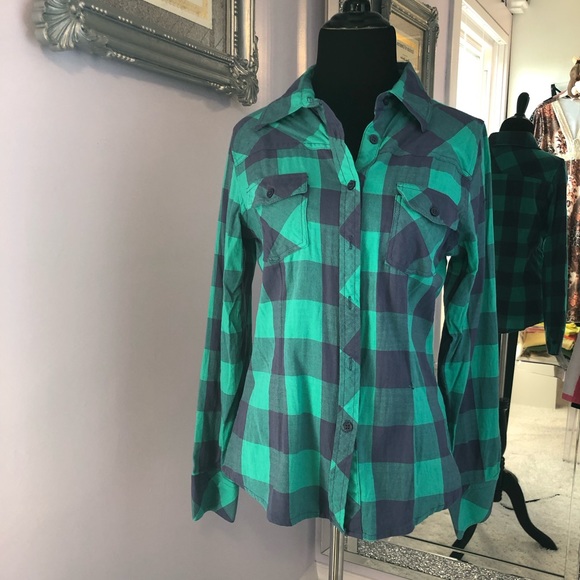 Thread & Supply Tops - ModCloth Blue & Green Flannel